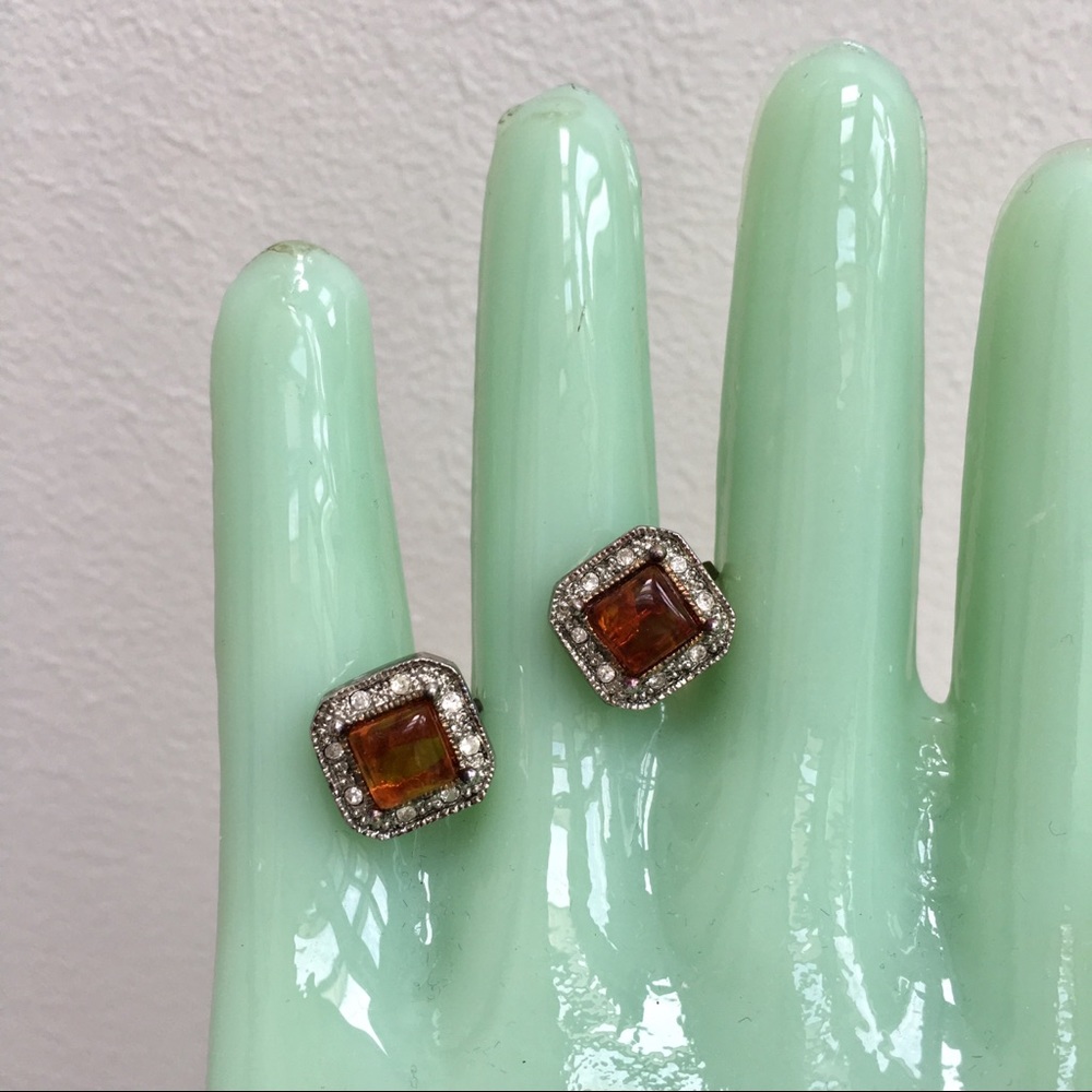 Vintage amber clip on earrings